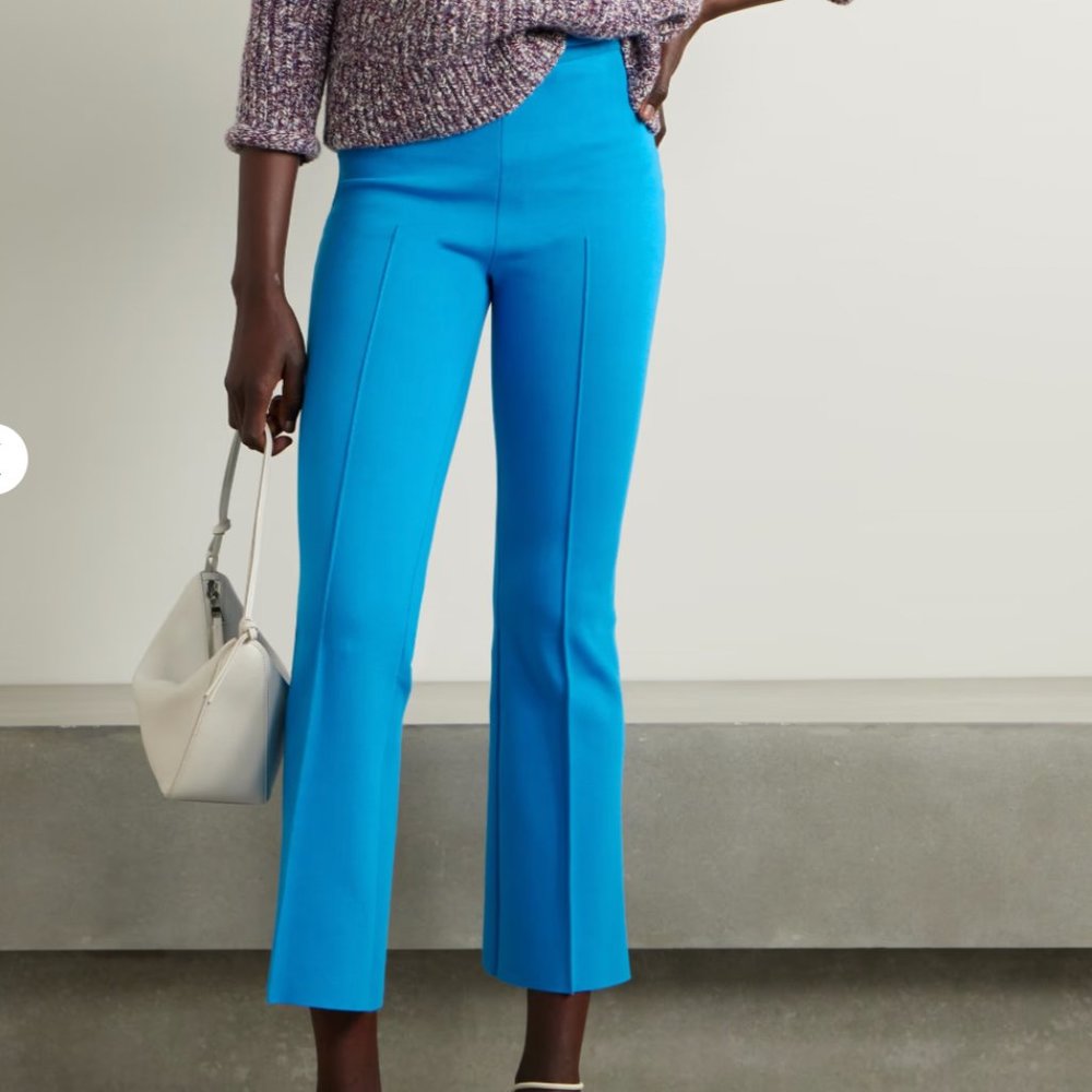 High Sport Cropped Kick-Leg Pants, Blue Size XS